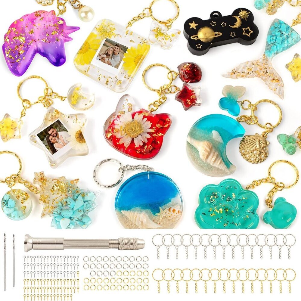 182Pcs Resin Molds Silicone Kit for Keychains, 32 Cavities Silicone Molds for Ep - Picture 1 of 7